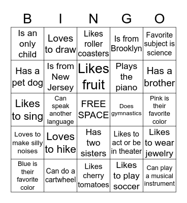 Friend Bingo Round 2 Bingo Card