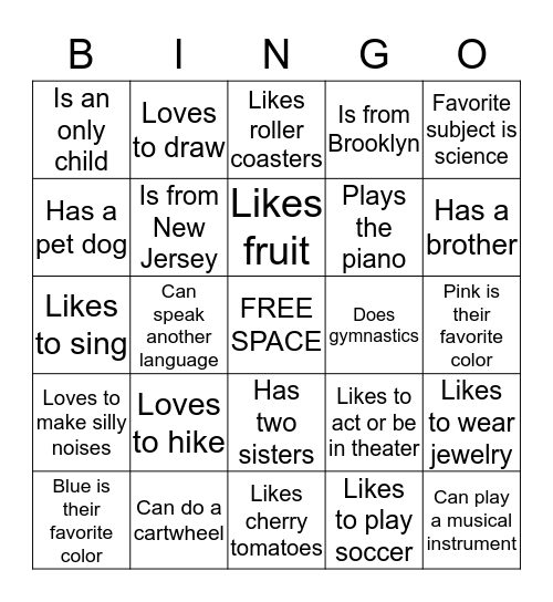 Friend Bingo Round 2 Bingo Card