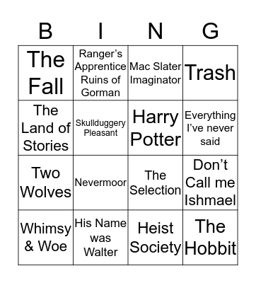 YA Book Bingo Card