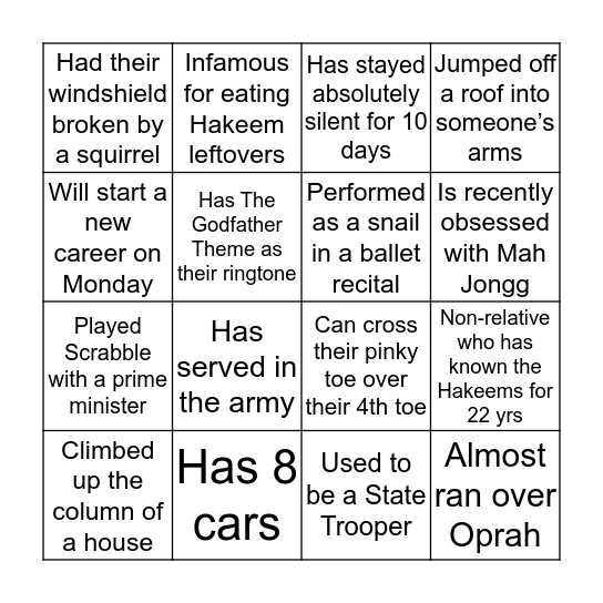 Fatima's Retirement Party Bingo Card