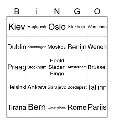 Hoofdsteden bingo Card