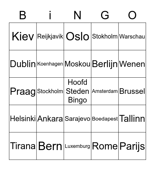 Hoofdsteden bingo Card