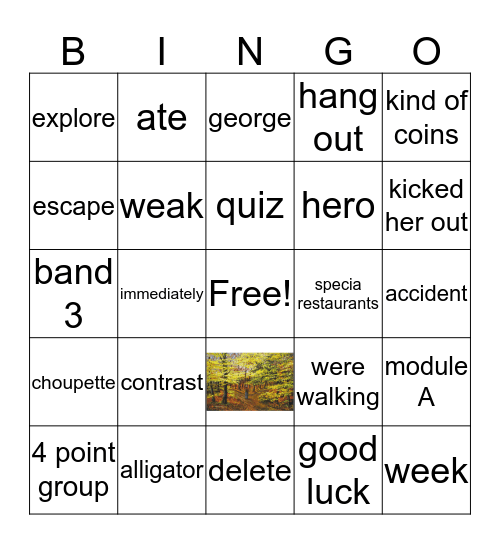 End of the Year Bingo Card