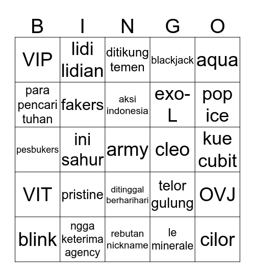 Eojin Bingo Card