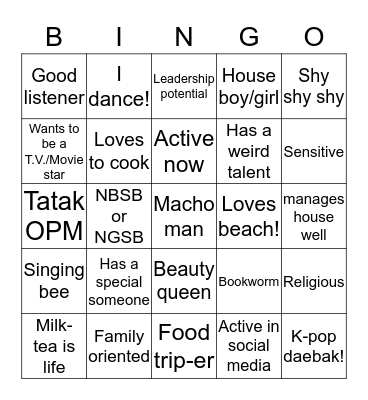 Who are U? Bingo Card