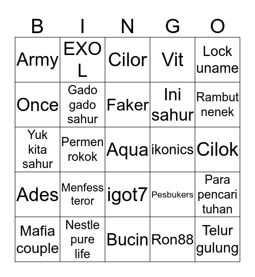 Punya Soojung Bingo Card