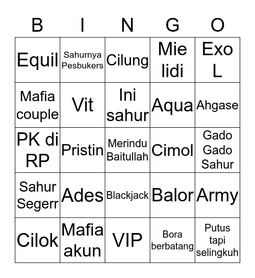 Bingo anjing Bingo Card