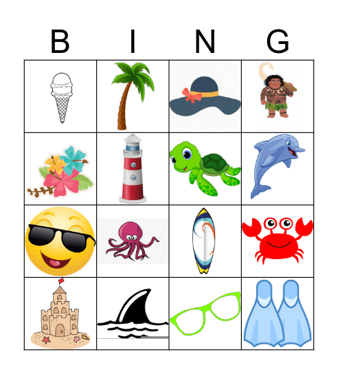 Beach Bingo Card