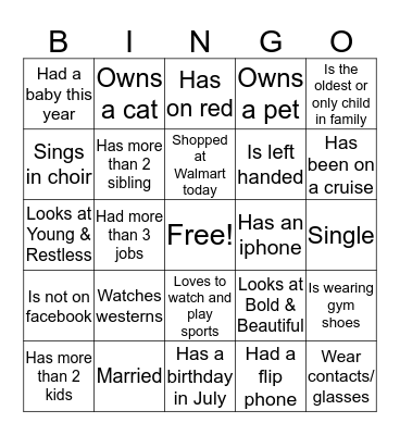 Virginia’s Bingo Card