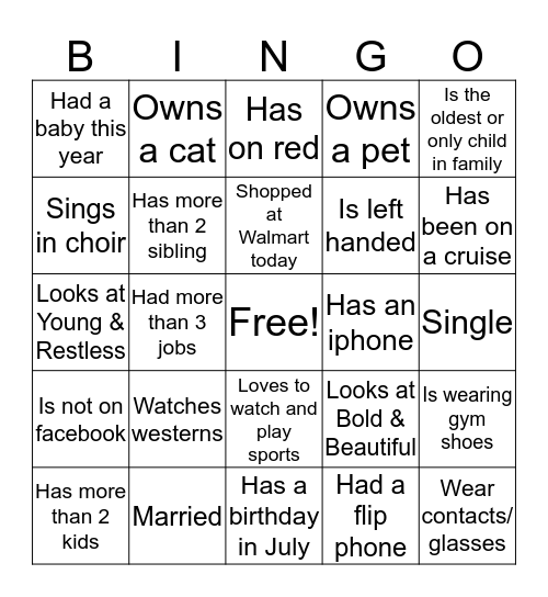 Virginia’s Bingo Card