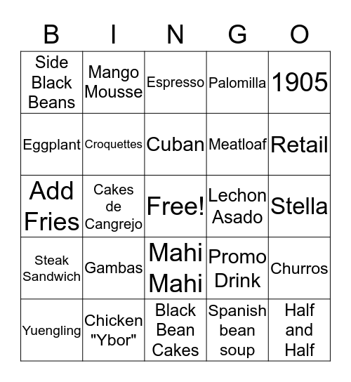 Columbia Bingo Card