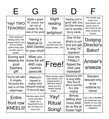 CHOIR BINGO Card