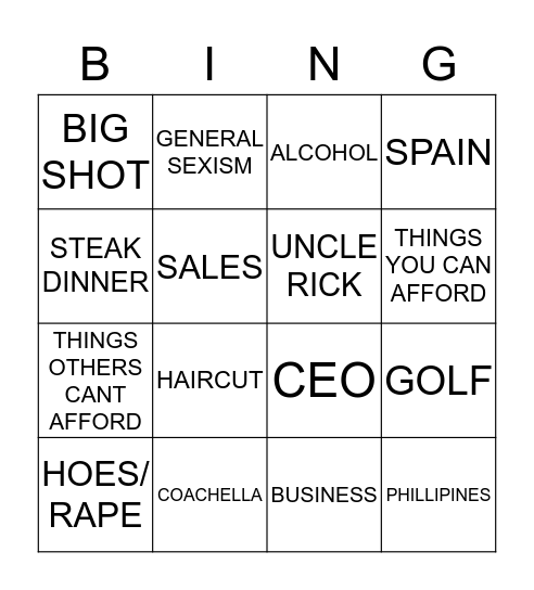 PRINCE DAVID Bingo Card