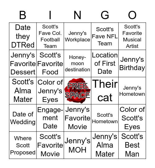 The Happy Couple Bingo Card