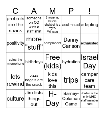 Staff Meeting #2 Bingo Card