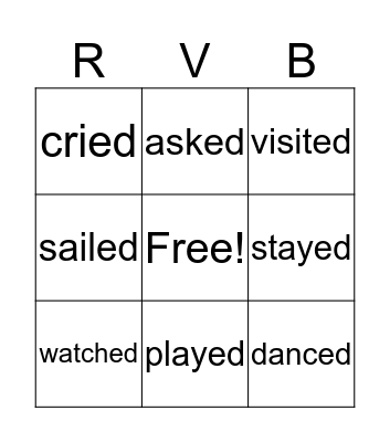 Regular Verbs Bingo Card