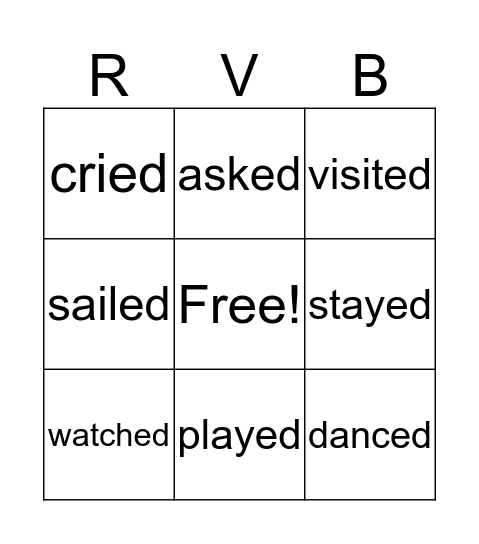 Regular Verbs Bingo Card