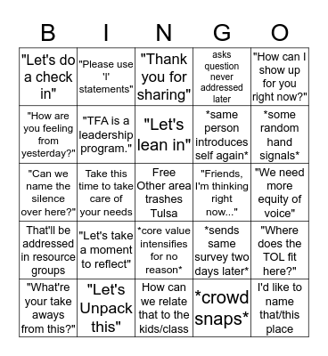 Tulsa Time Bingo Card