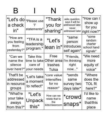 Tulsa Time Bingo Card