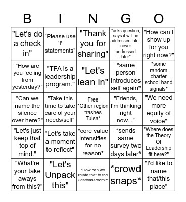 Tulsa Time Bingo Card