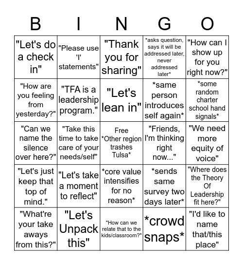 Tulsa Time Bingo Card