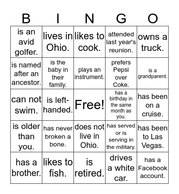 Find someone who... Bingo Card