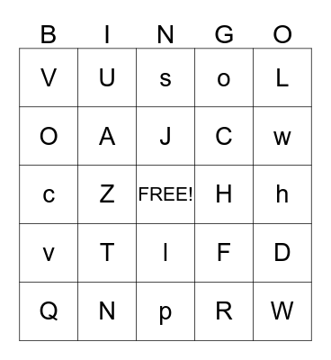 Alphabet Bingo Card