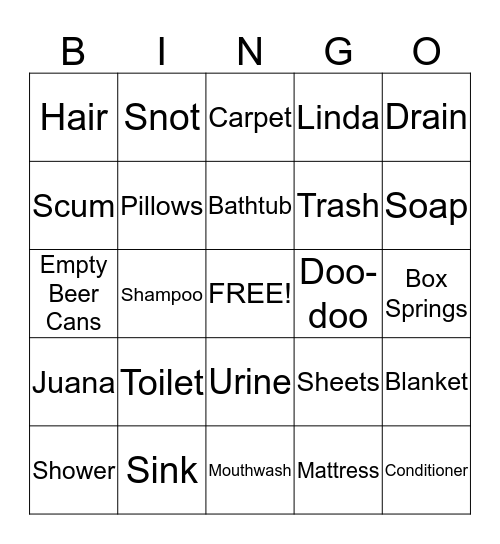 Housekeeping Week Bingo Card