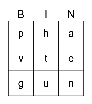 Alphabet Bingo Card