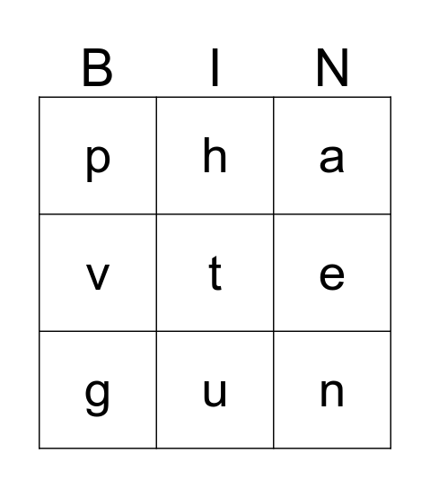 Alphabet Bingo Card