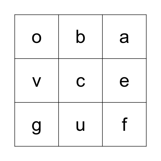 Alphabet Bingo Card