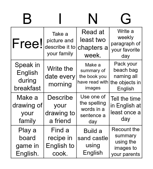 SUMMER FUN! Bingo Card