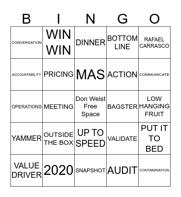 Public Sector Bingo Card