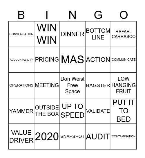 Public Sector Bingo Card