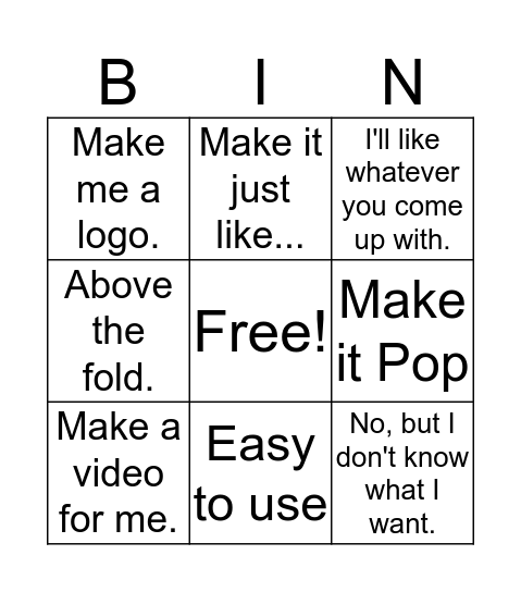 Dev Bingo Card