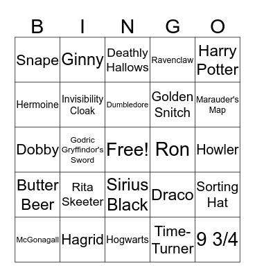 Harry Potter Bingo Card