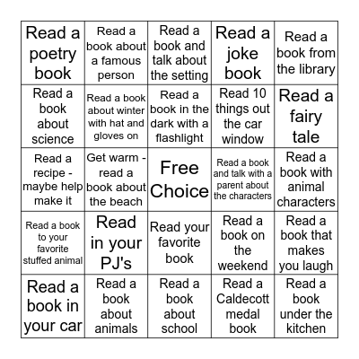Reading Month Bingo Card