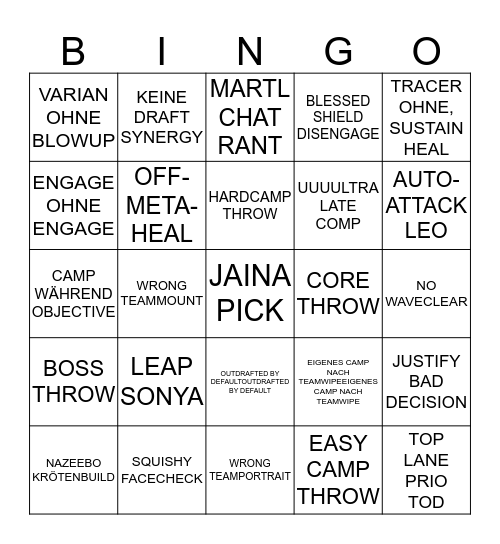 JTFM BINGO #1 Bingo Card