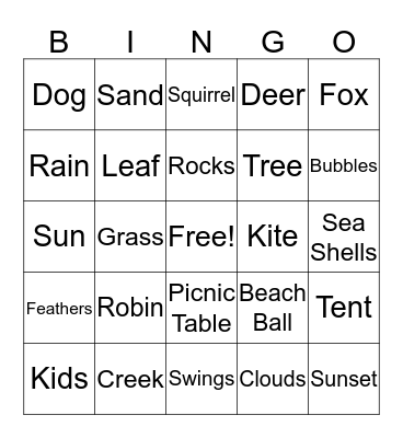 Outdoor Bingo Card