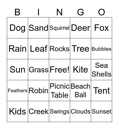 Outdoor Bingo Card