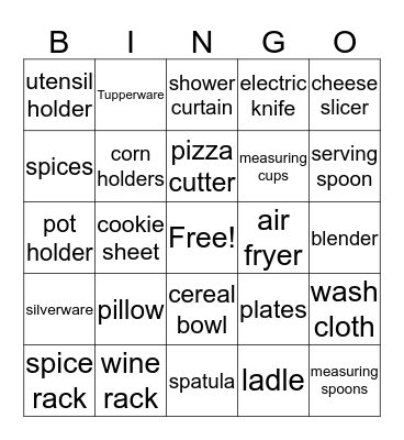 Bridal Shower Bingo Card
