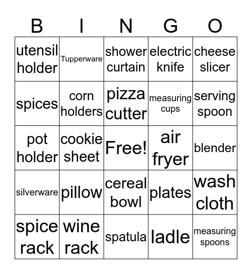 Bridal Shower Bingo Card