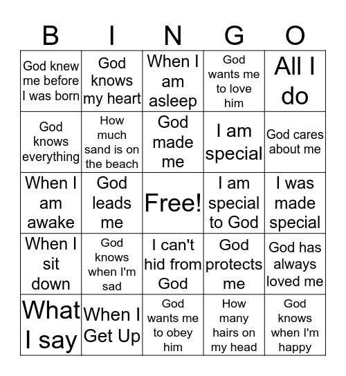 I am precious to God - He knows Everything Bingo Card