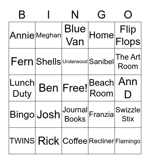 Retirement Bingo Card