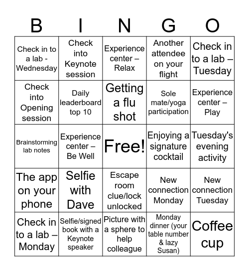 Sphere Bingo Card