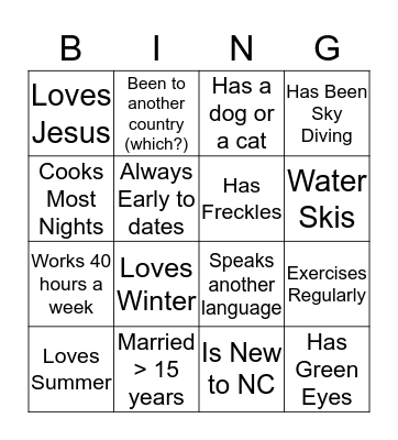 Power Of Words Bingo Card