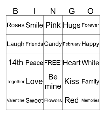 BINGO for FEBUARY Bingo Card
