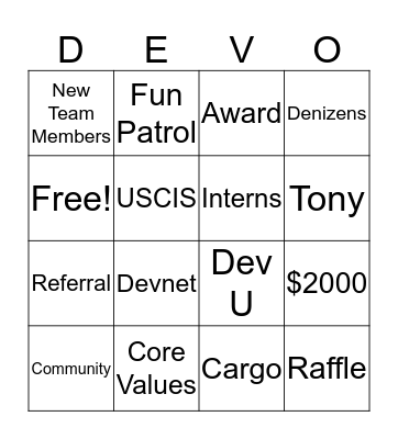Dev Bingo Card