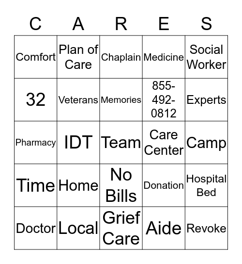 Bluegrass Care Navigators Bingo Card