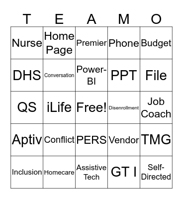 TMG TEAM BINGO Card